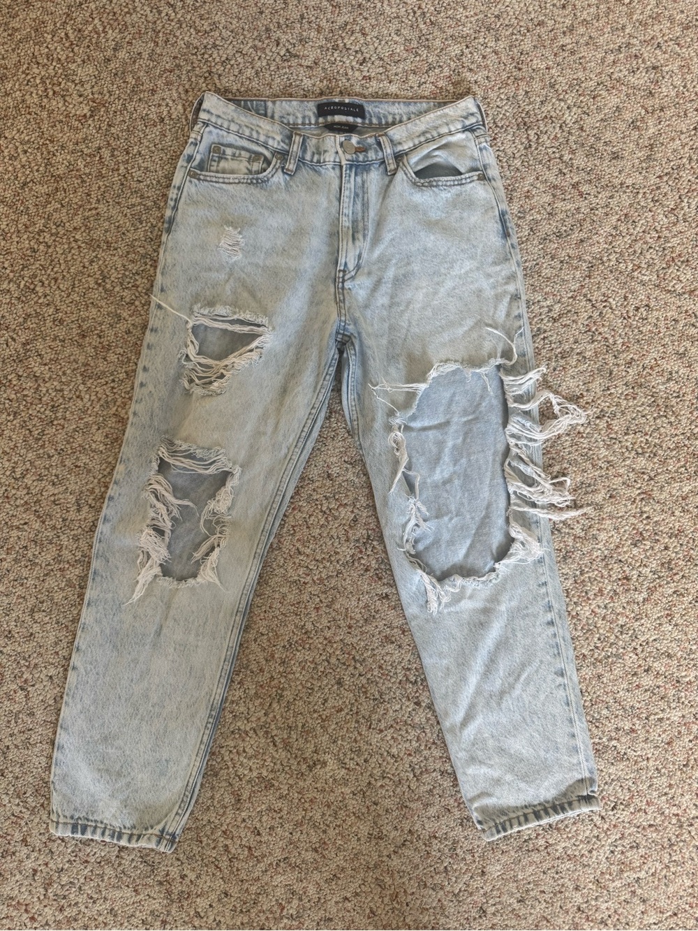 Aeropostale Light Blue Distressed Mom Jeans